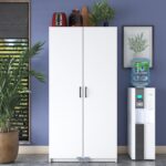 Rani JE103 Çok Amaçlı Dolap Tekerlekli Iki Kapaklı Kiler Erzak Mutfak Dolabı Beyaz - Görsel 5