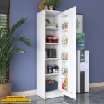 Rani JE104 Çok Amaçlı Dolap Tekerlekli Tek Kapaklı Kiler Erzak Mutfak Dolabı Beyaz