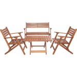 Modermo Ahşap Katlanır Orta Sehpa (114) + Ahşap Katlanır Bank (106) + 2 Adet Ahşap Katlanır Koltuk (104)