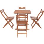 Modermo Ahşap Katlanır Masa (108) + 4 Adet Ahşap Katlanır Sandalye (110) - Görsel 2