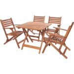 Modermo Ahşap Katlanır Masa (109) + 4 Adet Ahşap Katlanır Koltuk (104)