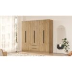 Robin Home Asos 6 Kapaklı 2 Çekmeceli Gardırop 207CM Sepet - Görsel 2