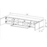 Sonorous Studio Serisi Sta 200 Cam Kaplama Televizyon Sehpası 200 cm Tv Sehpası Tekerlekli - Görsel 8