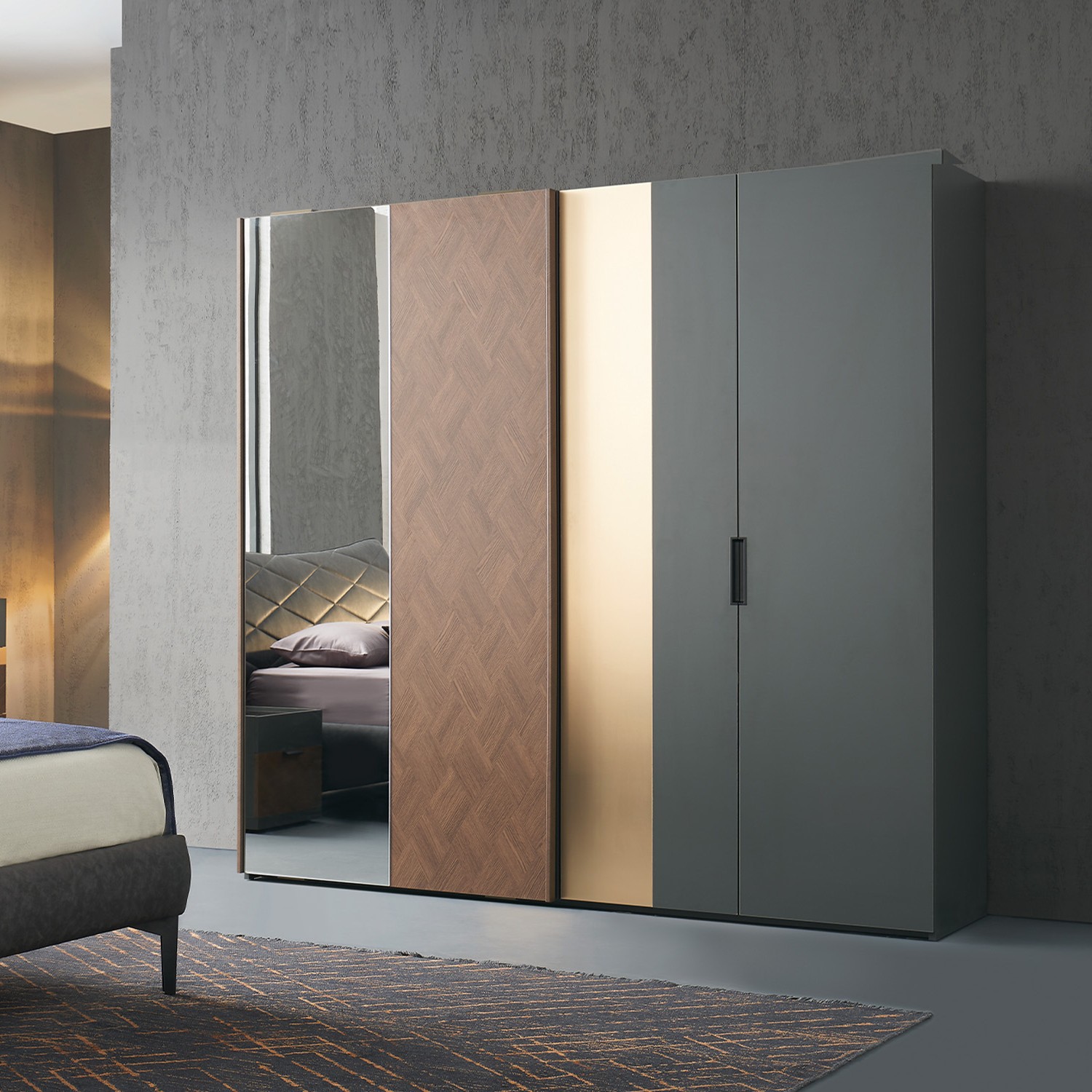 110000493157843.jpg Enza Home Dorian 220 cm Sürgü Kapaklı Gardrop - Görsel 1