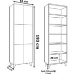 Aeka AE-3010 Nehir Beyaz Çok Amaçlı Mutfak Dolabı&banyo Dolabı,kiler Dolabı, 6 Kapaklı,6 Raflı, Ayaklı, Kitaplı, Ayakkabılık,, Boy Uzun Dolap, - Görsel 3