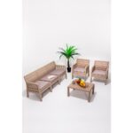ModaLife Lara 3+1+1+S Bahçe Takımı  Balkon - Bahçe - Teras  Mobilyası / Cappucino