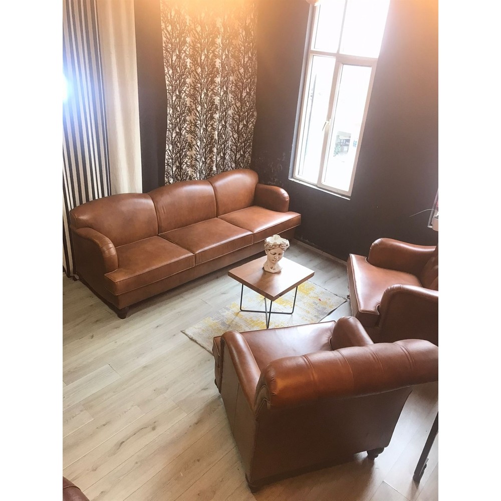 110000505602011.jpg 3A Mobilya 3A Hakiki Deri King Edward Italian Sofa 3+1+1 - Görsel 1