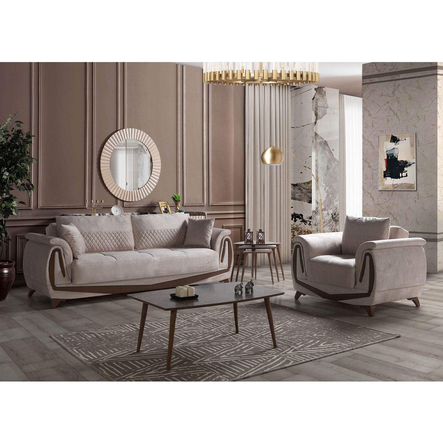 110000517330175.jpg Eymense Oscar Çekyatlı Koltuk Takımı 3+1 - Görsel 1