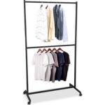 Weblonya Ayaklı Askı 2 Katlı Elbise Askısı Tekerlekli Askılık  ( Eşek Askı ) 6050 - Görsel 4