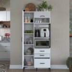 Rani JE112 Çok Amaçlı Dolap 2 Kapaklı 3 Çekmeceli Kiler Mutfak Dolabı Beyaz - Görsel 4