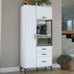 Rani JE112 Çok Amaçlı Dolap 2 Kapaklı 3 Çekmeceli Kiler Mutfak Dolabı Beyaz - Görsel 5