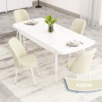 Canisa Nix Serisi Açılabilir 70X114 Beyaz Mutfak Masası Takımı ve 4 Sandalye - Görsel 2