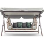 Hier Swing Saltanat Ahşap Rattan Salıncak Dış Mekan Bahçe Balkon ve Teras Salıncağı Gri - Görsel 2