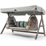 Hier Swing Saltanat Ahşap Rattan Salıncak Dış Mekan Bahçe Balkon ve Teras Salıncağı Gri - Görsel 3