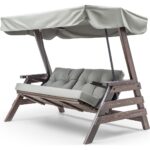 Viranze Ahşap Belek Swing 3 Kişilik Ahşap Dış Mekan Bahçe Balkon ve Teras Salıncağı Gri - Görsel 3