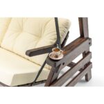 Viranze Ahşap Belek Swing 3 Kişilik Ahşap Dış Mekan Bahçe Balkon ve Teras Salıncağı Krem - Görsel 4