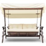 Viranze Ahşap Belek Swing 3 Kişilik Ahşap Dış Mekan Bahçe Balkon ve Teras Salıncağı Krem - Görsel 2
