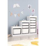 Swiss Beyaz Sepetli Beyaz Gövde Çok Amaçlı Dolap - Görsel 2