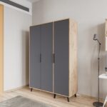 Alonex Aden Üç Kapılı Elbise Dolabı Antrasit Yatak Odası Çocuk Odası Gardırop - Görsel 2