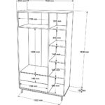 Robin Home Lidya Gardırop 3 Kapı 2 Çekmece Metal Ayaklı 196CM Beyaz - Görsel 5