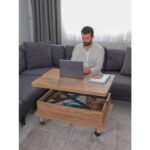 kolexonline Helsinki Akıllı Sehpa Yemek Masası, Orta Sehpa Tekerli Sehpa Sihirli Sehpa Çam Renk - Görsel 2