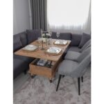 kolexonline Helsinki Akıllı Sehpa Yemek Masası, Orta Sehpa Tekerli Sehpa Sihirli Sehpa Çam Renk - Görsel 3