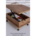 kolexonline Helsinki Akıllı Sehpa Yemek Masası, Orta Sehpa Tekerli Sehpa Sihirli Sehpa Çam Renk - Görsel 4