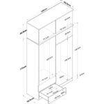 Rani BA121 Geniş Gardırop Elbise Dolabı 8 Kapaklı 2 Çekmeceli 1 Raflı 2 Askılı Sepet Ceviz - Beyaz - Görsel 2