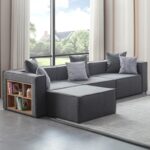 Eymense Soft Kitaplıklı 4 Modül Modüler Köşe Koltuk Takımı Antrasit