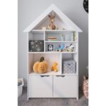 Pratico Masal Çocuk Odası Kitaplığı Çatılı Çok Amaçlı Dolap Beyaz