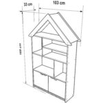 Pratico Masal Çocuk Odası Kitaplığı Çatılı Çok Amaçlı Dolap Beyaz - Görsel 5