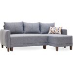 Enza Home Smart Yataklı Köşe Takımı, Büyük, Keten Dokulu - Lacivert - Görsel 2