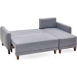 Enza Home Smart Yataklı Köşe Takımı, Büyük, Keten Dokulu - Lacivert - Görsel 3