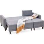 Enza Home Smart Yataklı Köşe Takımı, Büyük, Keten Dokulu - Lacivert - Görsel 4