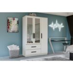 Metalia Gm 177 Modena 3 Kapı 2 Çekmeceli Aynalı Siyah Kulplu Beyaz Gardırop - Görsel 2