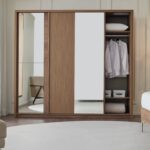 Enza Home Pavia Sürgü Kapaklı Aynalı Gardırop - Ceviz - Görsel 2