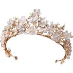 Htun Avrupa Yüksek Kalite Gelinler Altın Tiara Taç Kelebek Çiçek Düğün Saç Aksesuarları Gelin Çiçek Saç Takı | Saç Takı | Çiçek Saç Jewelrybride Gold (Yurt Dışından)