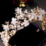 Htun Avrupa Yüksek Kalite Gelinler Altın Tiara Taç Kelebek Çiçek Düğün Saç Aksesuarları Gelin Çiçek Saç Takı | Saç Takı | Çiçek Saç Jewelrybride Gold (Yurt Dışından) - Görsel 2