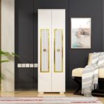 Cantek Dizayn Nora (B) 2 Kapaklı Çok Amaçlı Dolap Beyaz-Altın