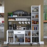 Rani JE149 Kahve Köşesi Çok Amaçlı Dolap 6 Kapaklı 1 Çekmeceli Kiler Mutfak Dolabı Beyaz - Görsel 3