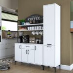 Rani JE149 Kahve Köşesi Çok Amaçlı Dolap 6 Kapaklı 1 Çekmeceli Kiler Mutfak Dolabı Beyaz - Görsel 4