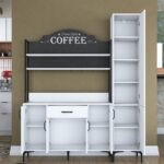 Rani JE149 Kahve Köşesi Çok Amaçlı Dolap 6 Kapaklı 1 Çekmeceli Kiler Mutfak Dolabı Beyaz - Görsel 5