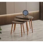 Faw Decor Doğal Ahşap Zigon Sehpa 3'lü Set, Modern Masif Yan Sehpa - Görsel 2