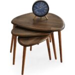 Faw Decor Doğal Ahşap Zigon Sehpa 3'lü Set, Modern Masif Yan Sehpa - Görsel 4