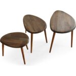 Faw Decor Doğal Ahşap Zigon Sehpa 3'lü Set, Modern Masif Yan Sehpa - Görsel 5