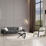 Eymense Dolex Siyah Kasa Modern Sırt Mekanizmalı Koltuk Takımı 3+1