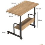 servetavcı Esil Yükseklik Ayarlı Raflı Dikiş Makinesi Sehpası - Atlantik Çam (Frenli Tekerli) 70X40 Oval Kenar - Görsel 2