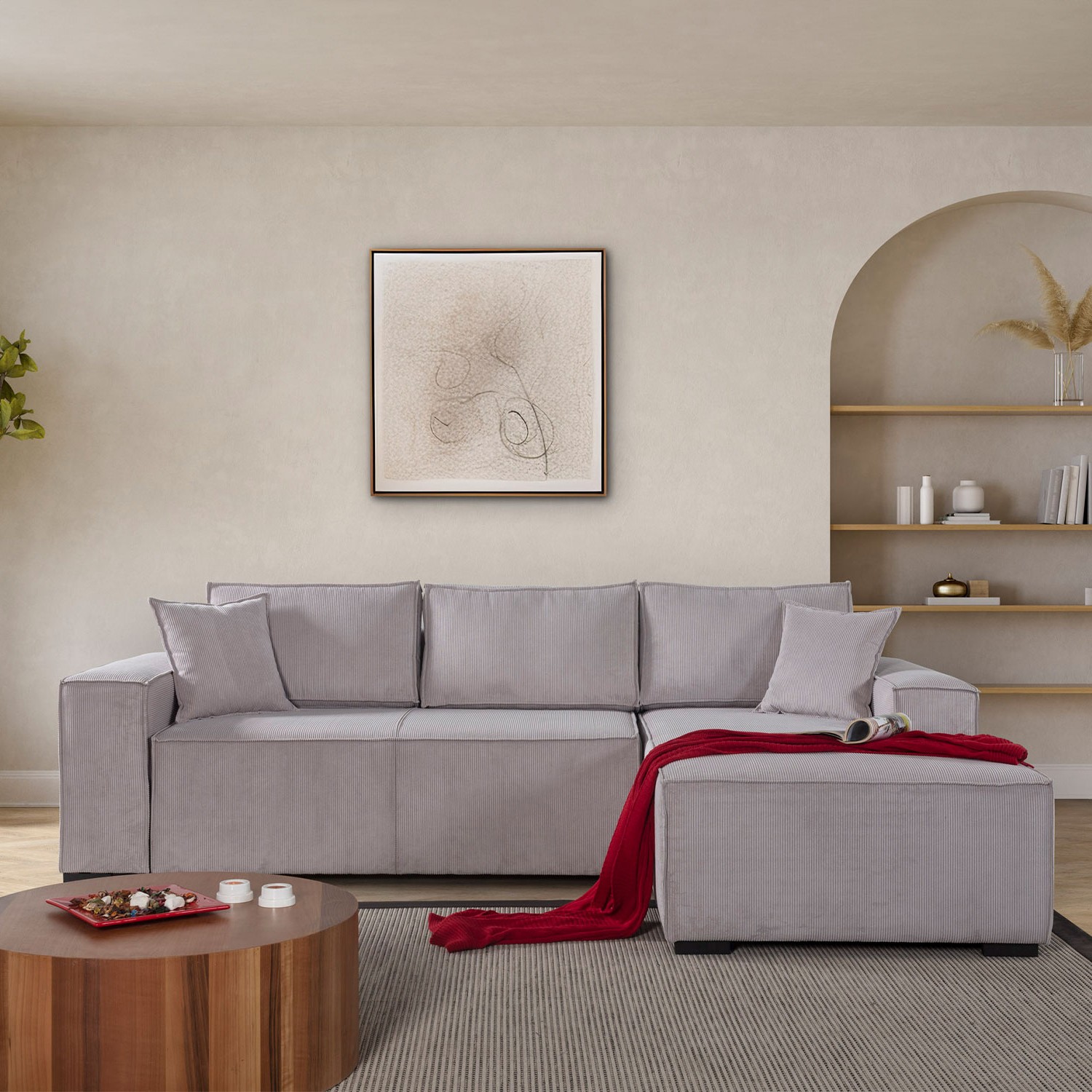 110000593513054.jpg Eymense Nehir Yataklı Çekyatlı Sandıklı Sırt Minderli Soft Köşe Koltuk Takımı - Görsel 1