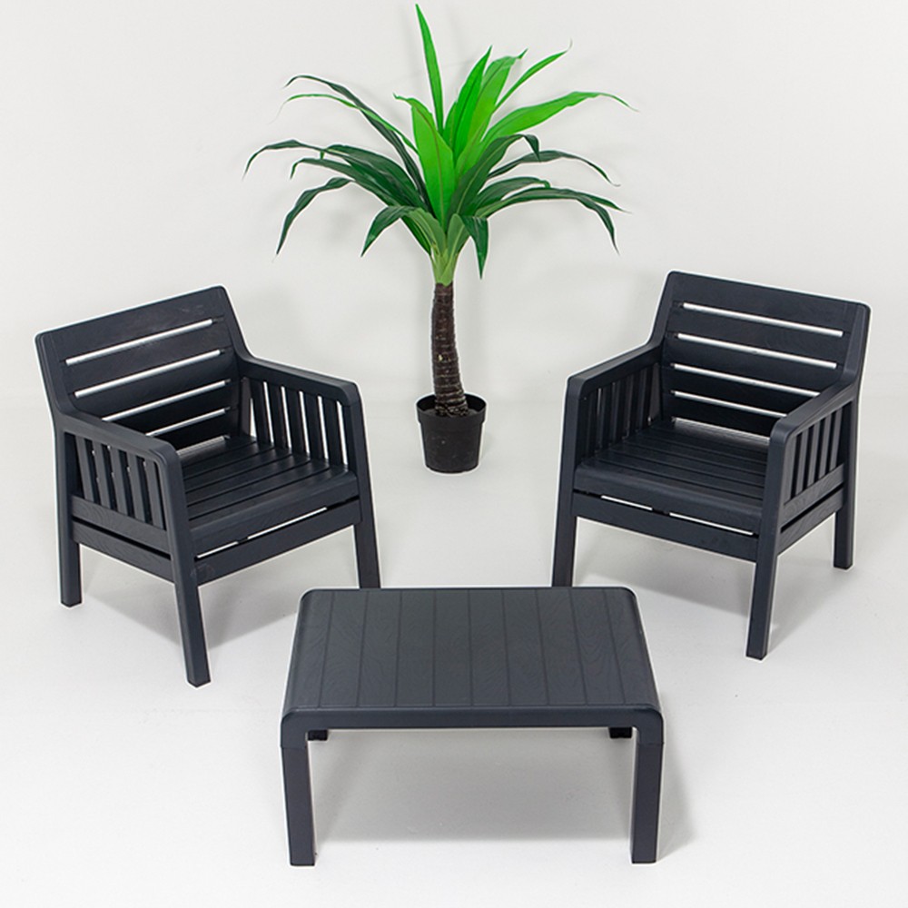 110000594229466.jpg Mobetto Lara 1 1 S Mindersiz Bahçe Takımı Balkon - Bahçe - Teras Mobilyası / Antrasit - Görsel 1