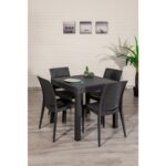 Sandalie Home Rattan 4 Kişilik Bahçe Balkon Masa Takımı - Antrasit - Görsel 2